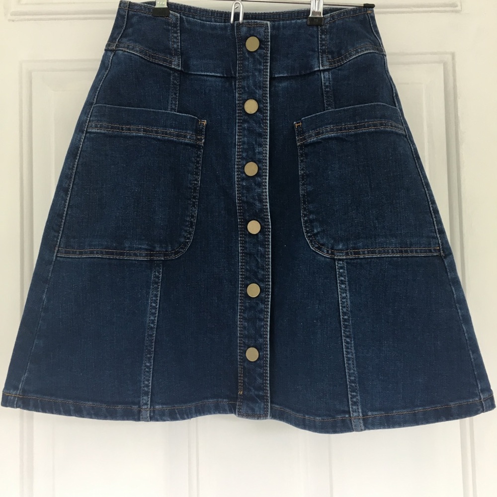 NWT Boden Denim Button Down A-line Skirt